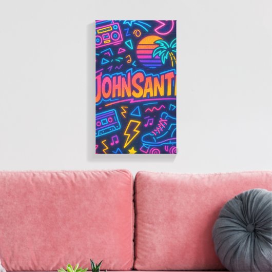 Custom 80er Retro Neon Name Poster - John Santi Leinwanddruck (Insitu (Wohnzimmer))