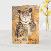 Custom 80th Birthday, Owl Wild & Crazy Karte (Gelbe Blume)