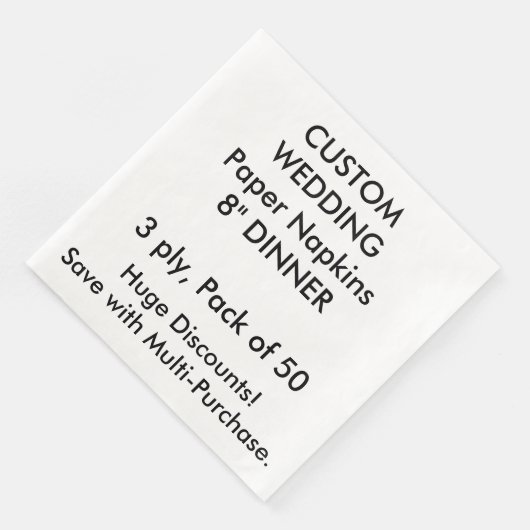 Custom 8" DINNER Hochzeitspapier Napkins Serviette (Ecke)