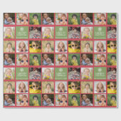 Custom 8 Foto Christmas Collage Red Green Geschenkpapier (Flach)