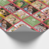 Custom 8 Foto Christmas Collage Red Green Geschenkpapier (Ecke)