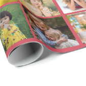 Custom 8 Foto Christmas Collage Red Green Geschenkpapier (Rolleneckpunkt)