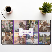 Custom 8 Foto Collage Dog Bone Pet Lila Schreibtischunterlage