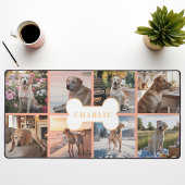 Custom 8 Foto Collage Dog Knochen Peach Schreibtischunterlage