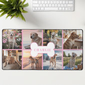Custom 8 Foto Collage Dog Knochen Stift rosa Schreibtischunterlage