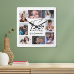 Custom 8 Foto Collage Family Liebe Angebot weiß Quadratische Wanduhr<br><div class="desc">Moderne Kollage-Wanduhr aus 8 Foto mit familiärer Liebe,  um sie zu einem unvergesslichen Uhrengeschenk für Wiedersehen der Familie,  neue Zuhause-Hauswärmung und Ferien zu machen.</div>