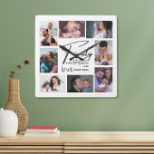 Custom 8 Foto Collage Family Liebe Angebot weiß Quadratische Wanduhr