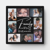 Custom 8 Foto Collage Family Liebe Zitat Schwarz Fotoplatte (Vorderseite)