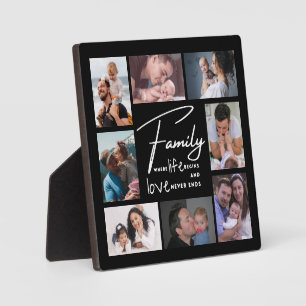 Custom 8 Foto Collage Family Liebe Zitat Schwarz Fotoplatte