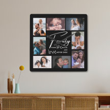 Custom 8 Foto Collage Family Liebe Zitat Schwarz