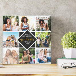 Custom 8 Foto Collage Gold Graduate Abschluss Leinwanddruck