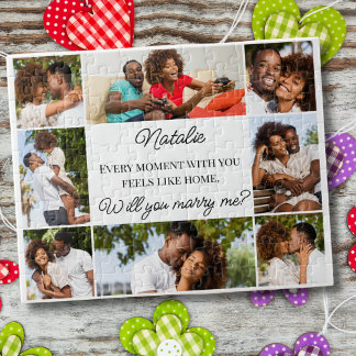 Custom 8 Foto Collage heiraten Sie mir Vorschlag Puzzle
