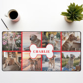 Custom 8 Foto Collage Hundeblock Rot Schreibtischunterlage