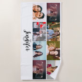 Custom 8 Foto Collage Individuelle Name und Monogr Strandtuch (Vorderseite)