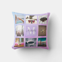 Custom 8 Foto Collage Lila Instagram Pillow