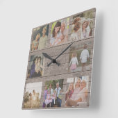 Custom 8 Foto Collage Rustikales Bauernhaus renovi Quadratische Wanduhr (Winkel)