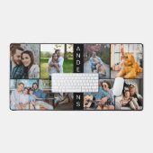 Custom 8 Foto Collage Simple Black Schreibtischunterlage (Tastatur & Maus)