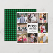 Custom 8 Foto Frohe Weihnachten Green Gingham Kari (Vorne/Hinten)