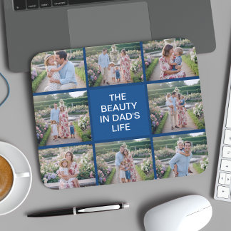 Custom 8 Photo Collage - Personalized Dad Gift Mousepad