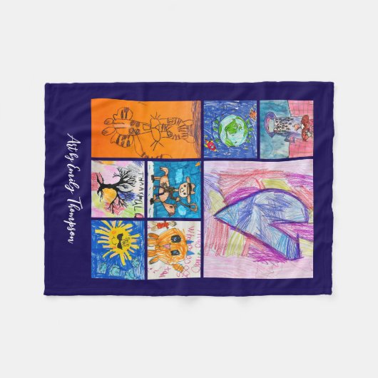 Custom 8 Photo Kids' Art Keepsake Fleecedecke (Vorderseite (Horizontal))