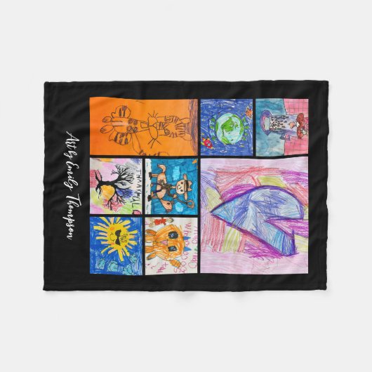 Custom 8 Photo Kids' Art Keepsake Fleecedecke (Vorderseite (Horizontal))