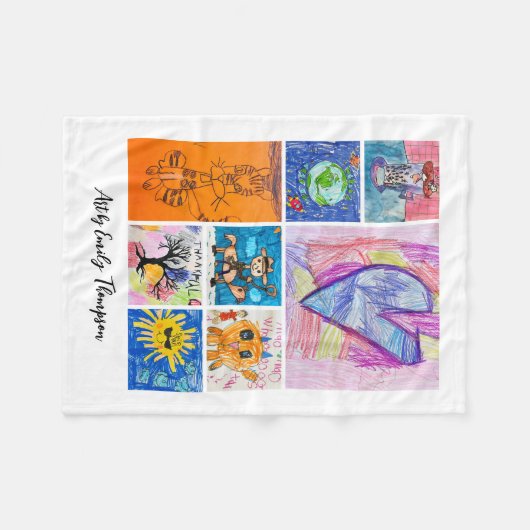 Custom 8 Photo Kids' Art Keepsake Fleecedecke (Vorderseite (Horizontal))