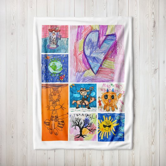 Custom 8 Photo Kids' Art Keepsake Fleecedecke