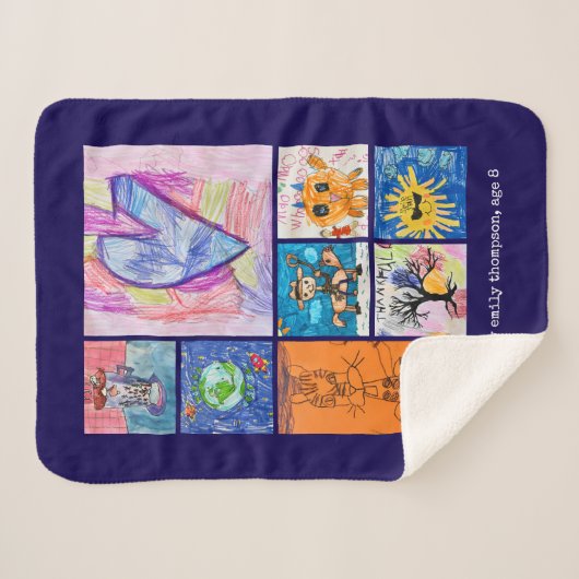 Custom 8 Photo Kids' Art Keepsake Sherpadecke (Vorderseite (Horizontal))