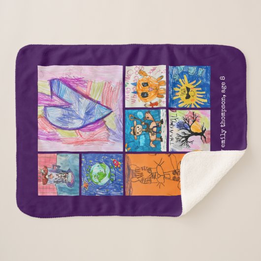 Custom 8 Photo Kids' Art Keepsake Sherpadecke (Vorderseite (Horizontal))
