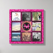 Custom 8 Square Foto Collage Girly Pink Monogram Leinwanddruck (Vorderseite)