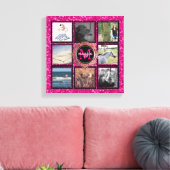 Custom 8 Square Foto Collage Girly Pink Monogram Leinwanddruck (Insitu (Wohnzimmer))