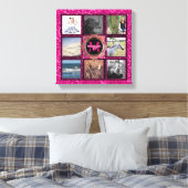 Custom 8 Square Foto Collage Girly Pink Monogram Leinwanddruck (Insitu (Schlafzimmer))