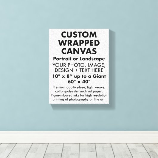 Custom 8" x 10" PREMIUM WRAPPED CANVAS Blank Leinwanddruck (Insitu (Holzboden))