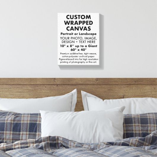 Custom 8" x 10" PREMIUM WRAPPED CANVAS Blank Leinwanddruck (Insitu (Schlafzimmer))