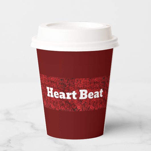 Custom 8oz Paper Cup mit Lid Rose mit Heart Beat Pappbecher (Vorderseite)
