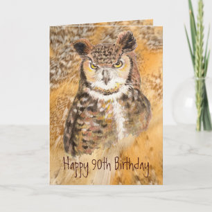 Custom 90. Geburtstag, Owl Wild & Crazy Karte