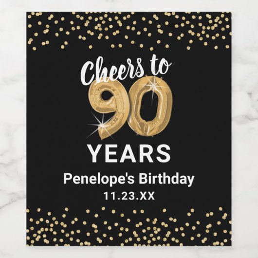 Custom 90. Geburtstag Weinetikett (Einzelnes Label)