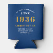 Custom 90th Birthday Blue Gold With Photo Dosenkühler (Vorderseite)