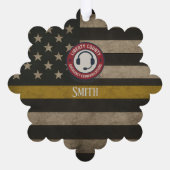 Custom 911 Dispatcher Thin Gold Line Ornament Karte (Rückseite)