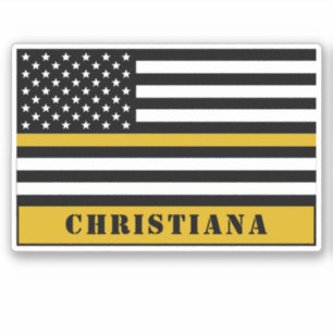 Custom 911 Dispatcher USA Flag Thin Gold Line Aufkleber