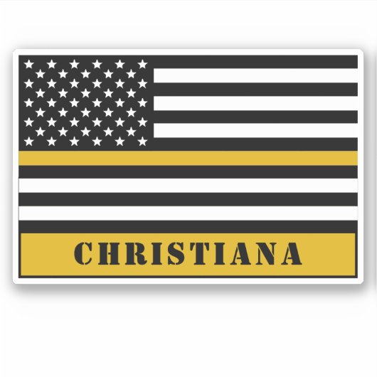 Custom 911 Dispatcher USA Flag Thin Gold Line Aufkleber (Vorderseite)