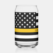 Custom 911 Dispatcher USA Flag Thin Gold Line Dosenglas (Vorderseite)