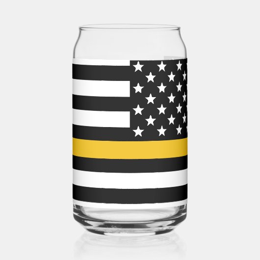 Custom 911 Dispatcher USA Flag Thin Gold Line Dosenglas (Rechts)