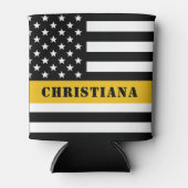 Custom 911 Dispatcher USA Flag Thin Gold Line Dosenkühler (Vorderseite)