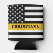 Custom 911 Dispatcher USA Flag Thin Gold Line Dosenkühler (Rückseite)