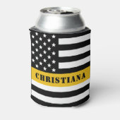 Custom 911 Dispatcher USA Flag Thin Gold Line Dosenkühler (Kanne Rückseite)