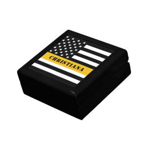 Custom 911 Dispatcher USA Flag Thin Gold Line Erinnerungskiste