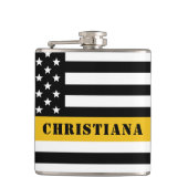 Custom 911 Dispatcher USA Flag Thin Gold Line Flachmann (Vorderseite)