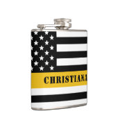 Custom 911 Dispatcher USA Flag Thin Gold Line Flachmann (Rechts)