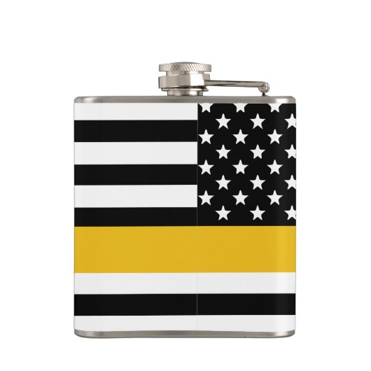 Custom 911 Dispatcher USA Flag Thin Gold Line Flachmann (Rückseite)